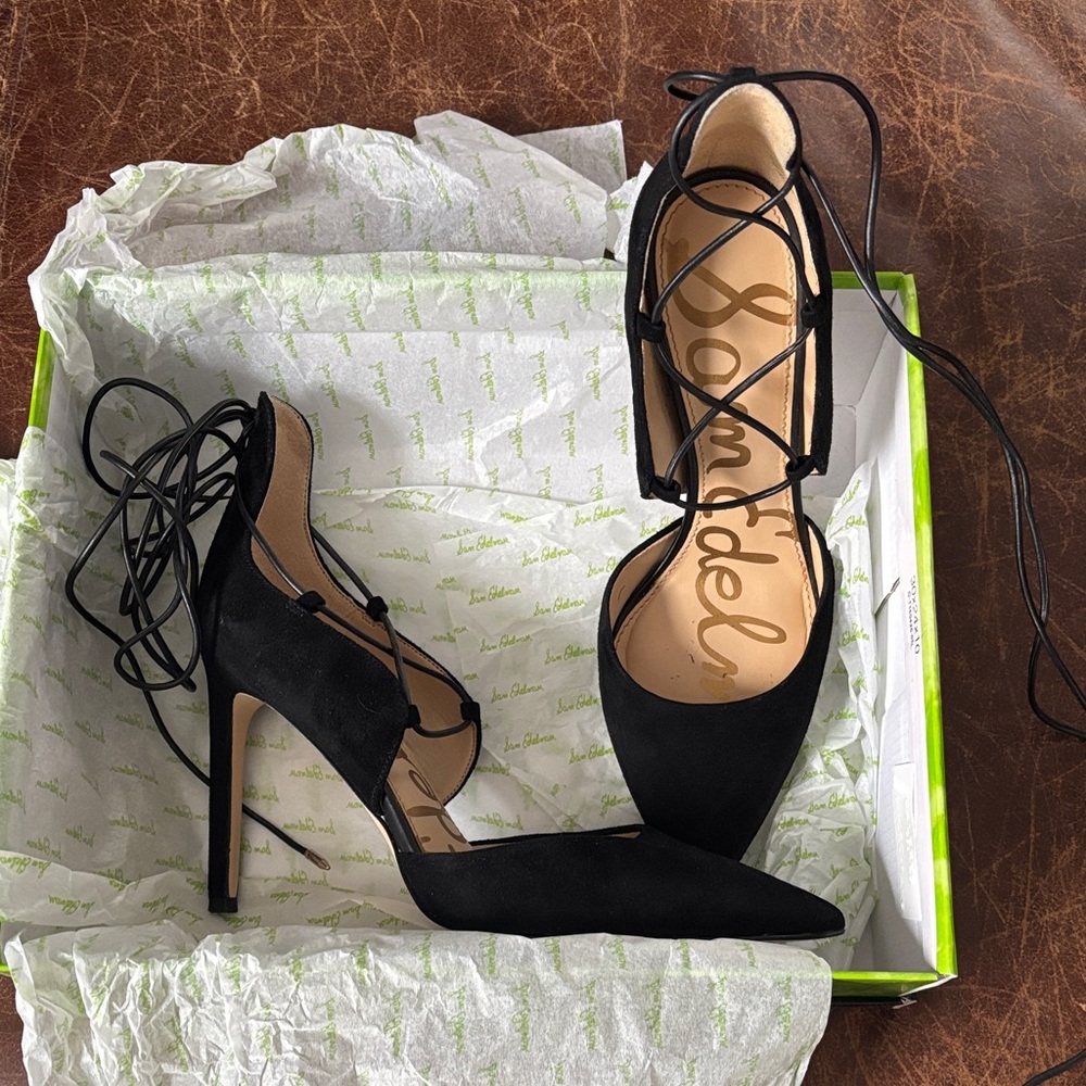 Sam Edelman Black Lace-Up Heels